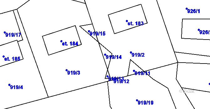 Parcela st. 919/14 v KÚ Vikantice, Katastrální mapa