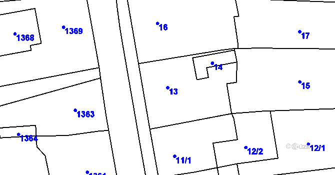 Parcela st. 13 v KÚ Vikýřovice, Katastrální mapa