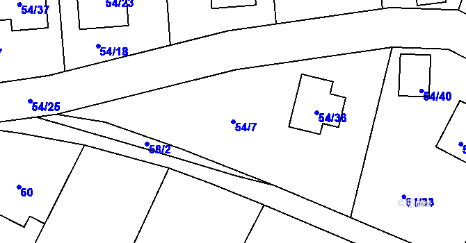 Parcela st. 54/7 v KÚ Vikýřovice, Katastrální mapa