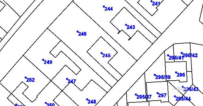 Parcela st. 245 v KÚ Vikýřovice, Katastrální mapa
