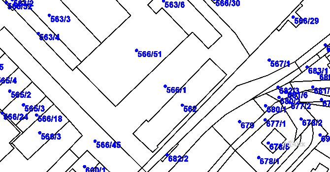 Parcela st. 566/1 v KÚ Vikýřovice, Katastrální mapa
