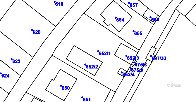Parcela st. 652/1 v KÚ Vikýřovice, Katastrální mapa
