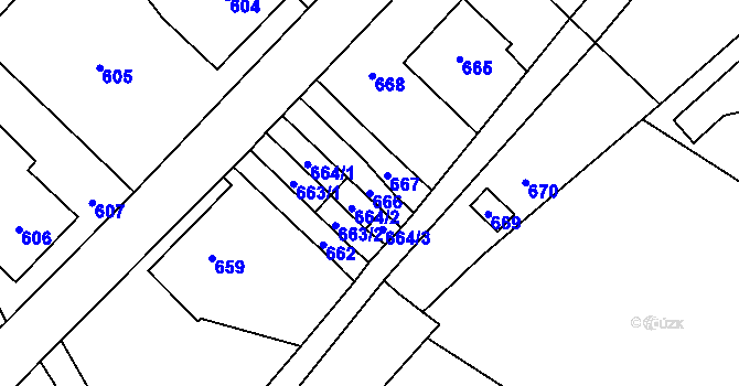 Parcela st. 666 v KÚ Vikýřovice, Katastrální mapa