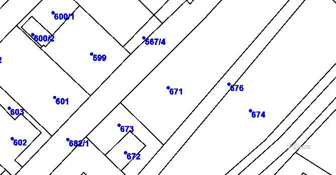 Parcela st. 671 v KÚ Vikýřovice, Katastrální mapa