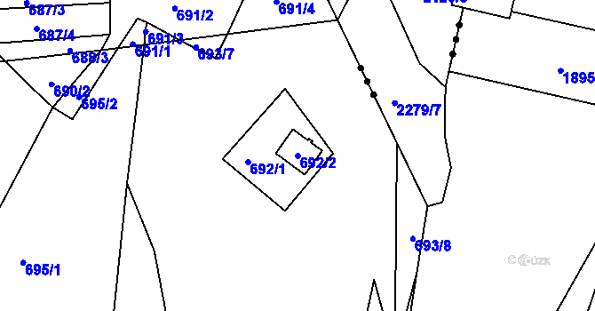 Parcela st. 692/2 v KÚ Vikýřovice, Katastrální mapa