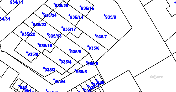 Parcela st. 935/6 v KÚ Vikýřovice, Katastrální mapa