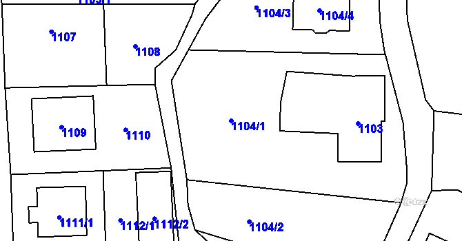 Parcela st. 1104/1 v KÚ Vikýřovice, Katastrální mapa
