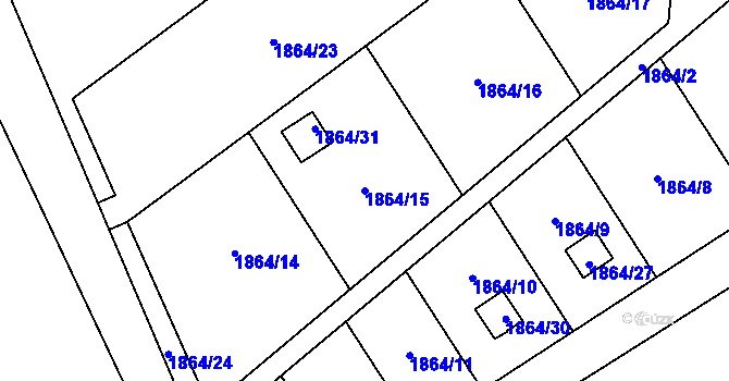 Parcela st. 1864/15 v KÚ Vikýřovice, Katastrální mapa
