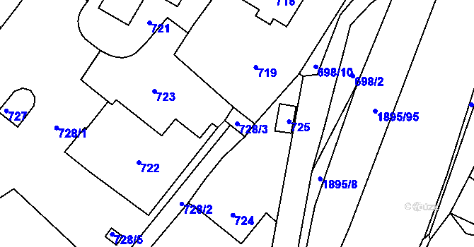 Parcela st. 728/3 v KÚ Vikýřovice, Katastrální mapa