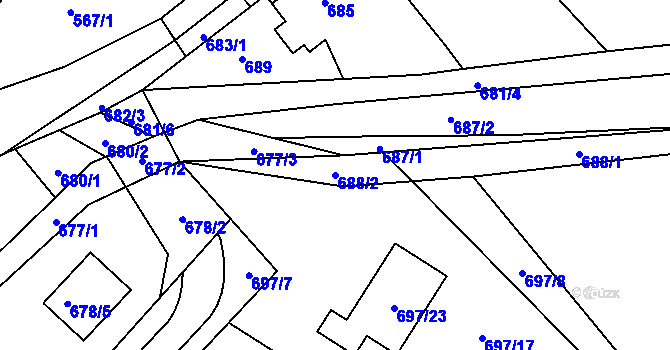 Parcela st. 688/2 v KÚ Vikýřovice, Katastrální mapa
