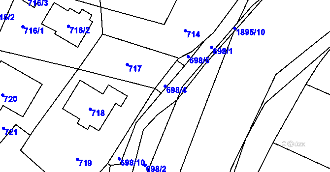 Parcela st. 698/4 v KÚ Vikýřovice, Katastrální mapa