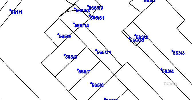 Parcela st. 566/31 v KÚ Vikýřovice, Katastrální mapa