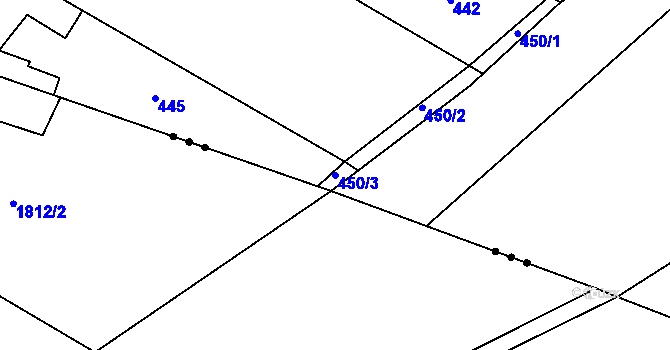 Parcela st. 450/3 v KÚ Vikýřovice, Katastrální mapa