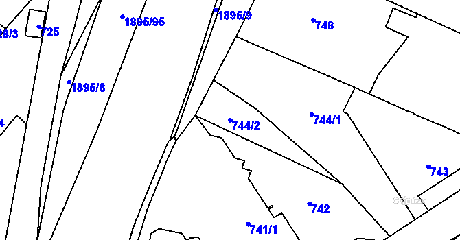 Parcela st. 744/2 v KÚ Vikýřovice, Katastrální mapa