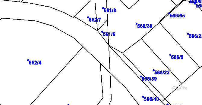 Parcela st. 561/7 v KÚ Vikýřovice, Katastrální mapa