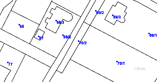 Parcela st. 70/2 v KÚ Vikýřovice, Katastrální mapa