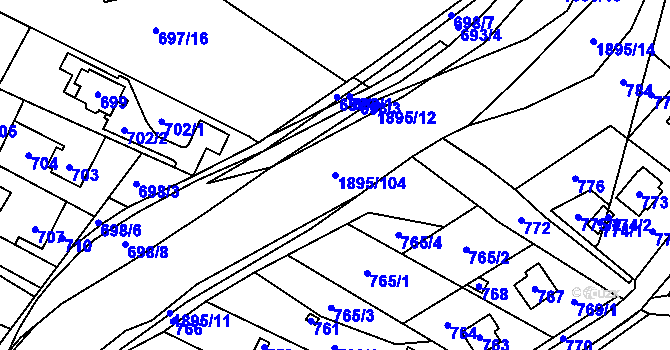 Parcela st. 1895/104 v KÚ Vikýřovice, Katastrální mapa