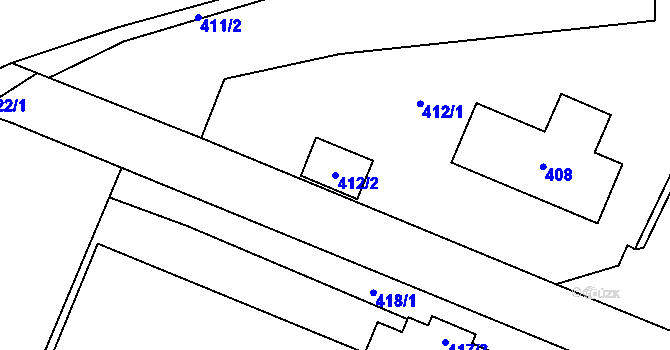 Parcela st. 412/2 v KÚ Vikýřovice, Katastrální mapa