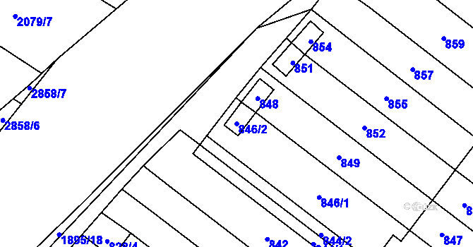 Parcela st. 846/2 v KÚ Vikýřovice, Katastrální mapa