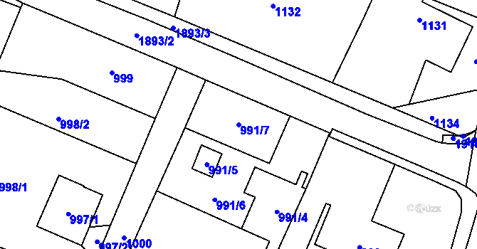 Parcela st. 991/7 v KÚ Vikýřovice, Katastrální mapa