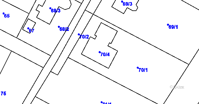 Parcela st. 70/4 v KÚ Vikýřovice, Katastrální mapa