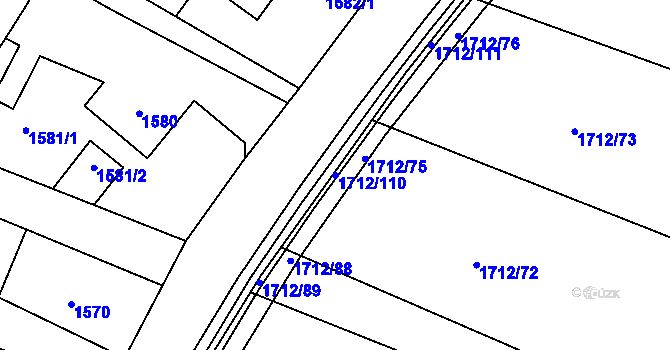 Parcela st. 1712/110 v KÚ Vikýřovice, Katastrální mapa