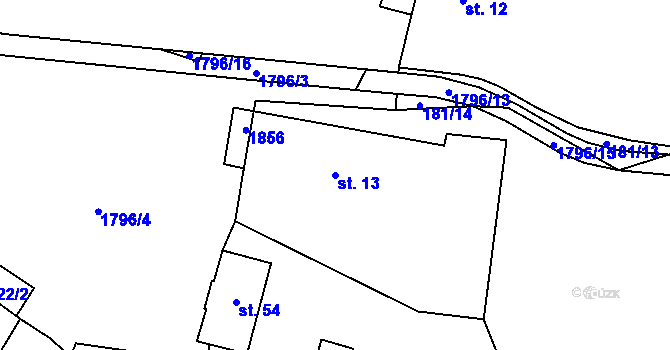 Parcela st. 13 v KÚ Čížov u Jihlavy, Katastrální mapa