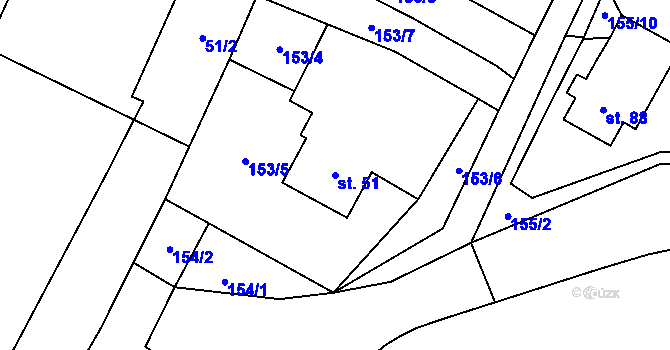 Parcela st. 51 v KÚ Čížov u Jihlavy, Katastrální mapa