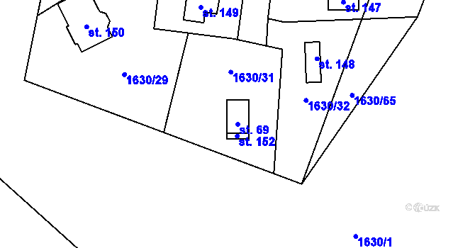 Parcela st. 69 v KÚ Čížov u Jihlavy, Katastrální mapa