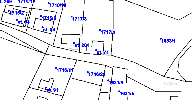 Parcela st. 74 v KÚ Čížov u Jihlavy, Katastrální mapa