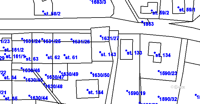 Parcela st. 143 v KÚ Čížov u Jihlavy, Katastrální mapa