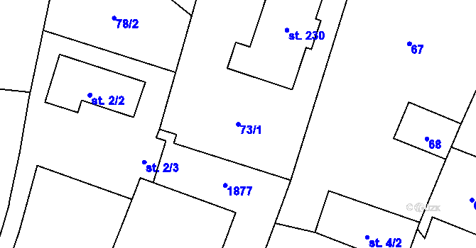 Parcela st. 73/1 v KÚ Čížov u Jihlavy, Katastrální mapa