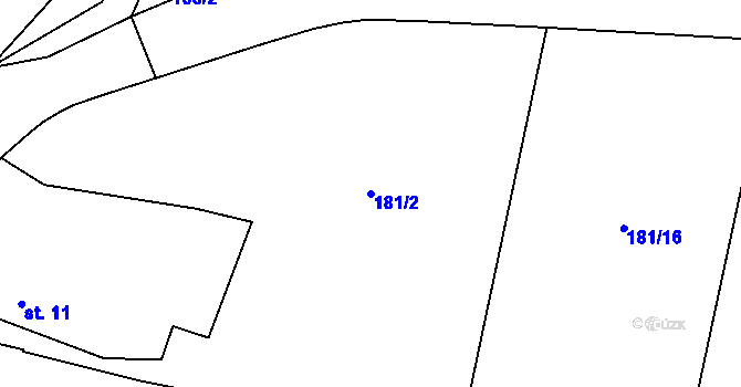 Parcela st. 181/2 v KÚ Čížov u Jihlavy, Katastrální mapa