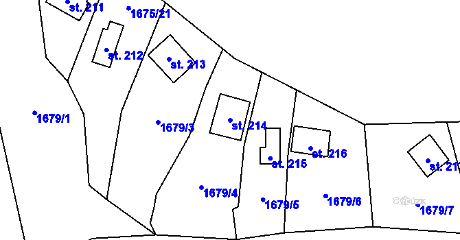 Parcela st. 214 v KÚ Čížov u Jihlavy, Katastrální mapa