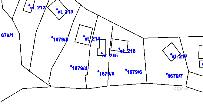 Parcela st. 215 v KÚ Čížov u Jihlavy, Katastrální mapa
