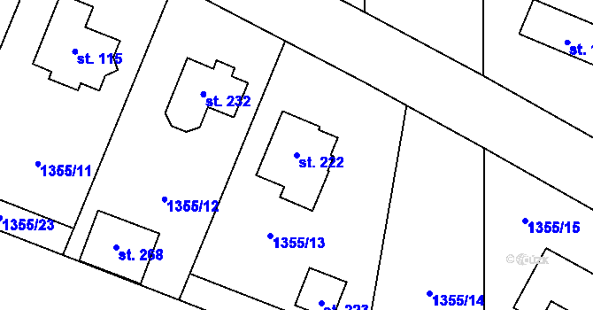 Parcela st. 222 v KÚ Čížov u Jihlavy, Katastrální mapa