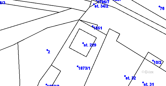 Parcela st. 229 v KÚ Čížov u Jihlavy, Katastrální mapa