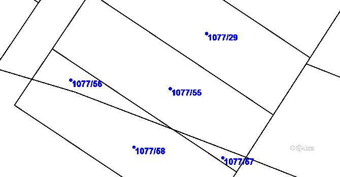 Parcela st. 1077/55 v KÚ Čížov u Jihlavy, Katastrální mapa