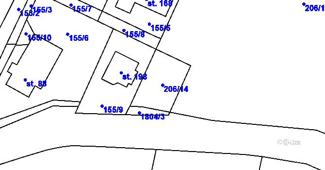 Parcela st. 206/14 v KÚ Čížov u Jihlavy, Katastrální mapa