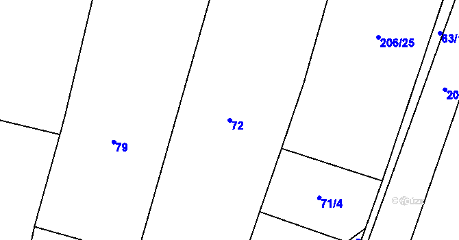 Parcela st. 72 v KÚ Čížov u Jihlavy, Katastrální mapa