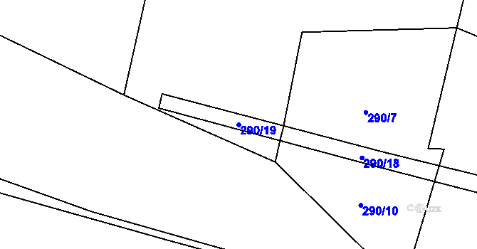 Parcela st. 290/19 v KÚ Čížov u Jihlavy, Katastrální mapa