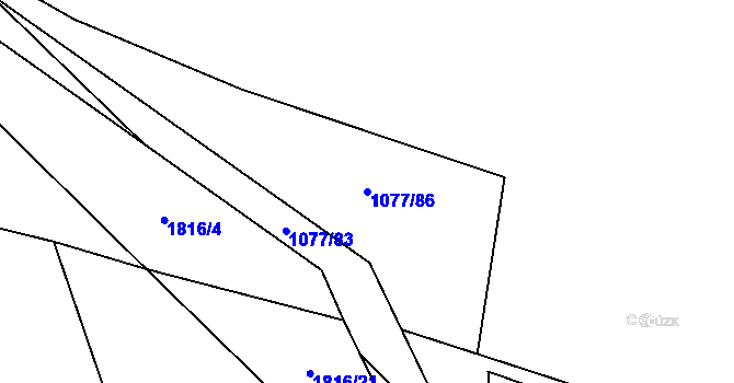 Parcela st. 1077/86 v KÚ Čížov u Jihlavy, Katastrální mapa