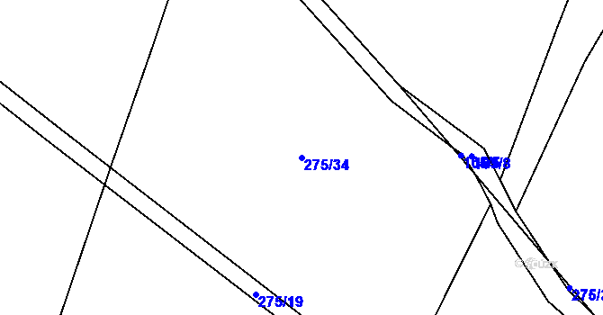 Parcela st. 275/34 v KÚ Loučky u Jihlavy, Katastrální mapa