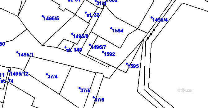 Parcela st. 33/2 v KÚ Vílanec, Katastrální mapa