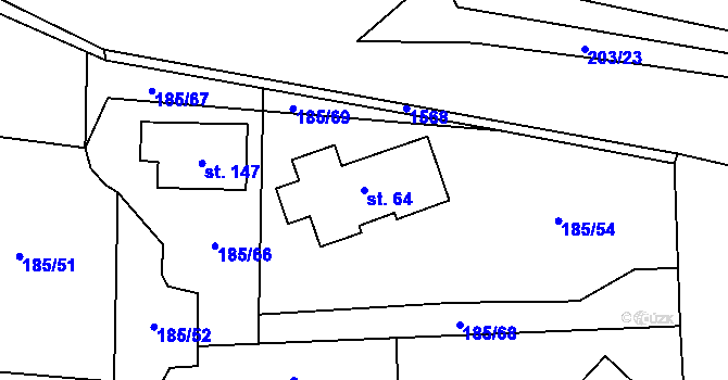 Parcela st. 64 v KÚ Vílanec, Katastrální mapa