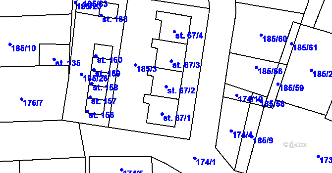 Parcela st. 67/2 v KÚ Vílanec, Katastrální mapa