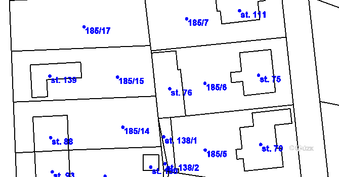 Parcela st. 76 v KÚ Vílanec, Katastrální mapa