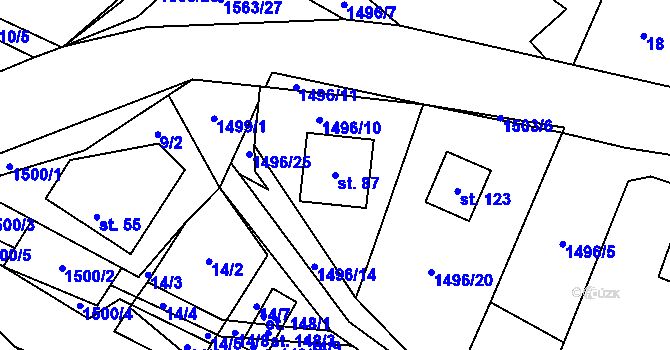Parcela st. 87 v KÚ Vílanec, Katastrální mapa