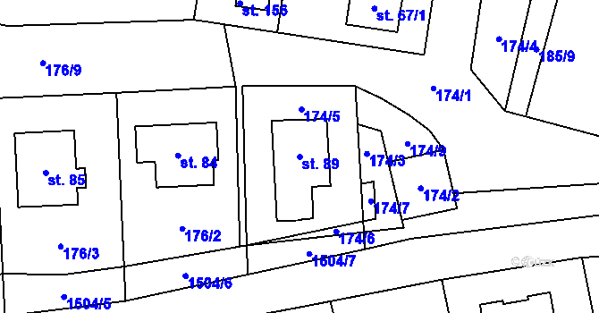 Parcela st. 89 v KÚ Vílanec, Katastrální mapa