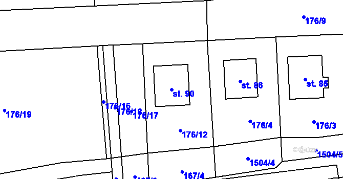Parcela st. 90 v KÚ Vílanec, Katastrální mapa